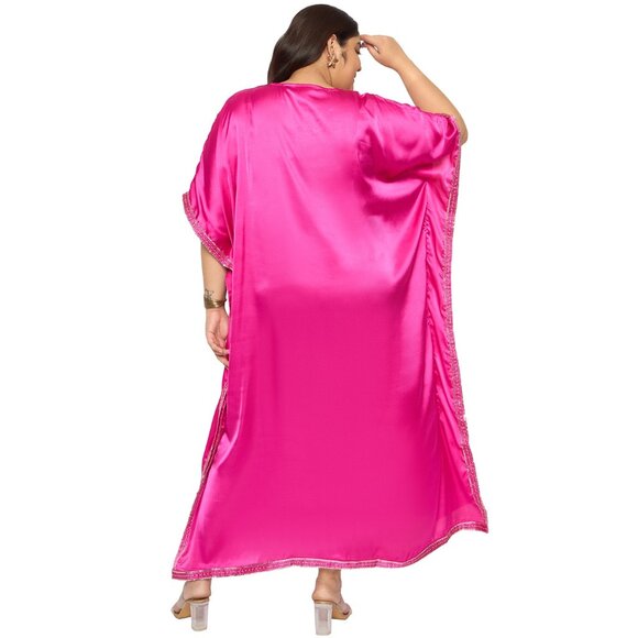 Gypsie Blu Stylish Satin Sequences Caftan Dress Comfortable Maxi Dress for Women - Picture 7 of 8